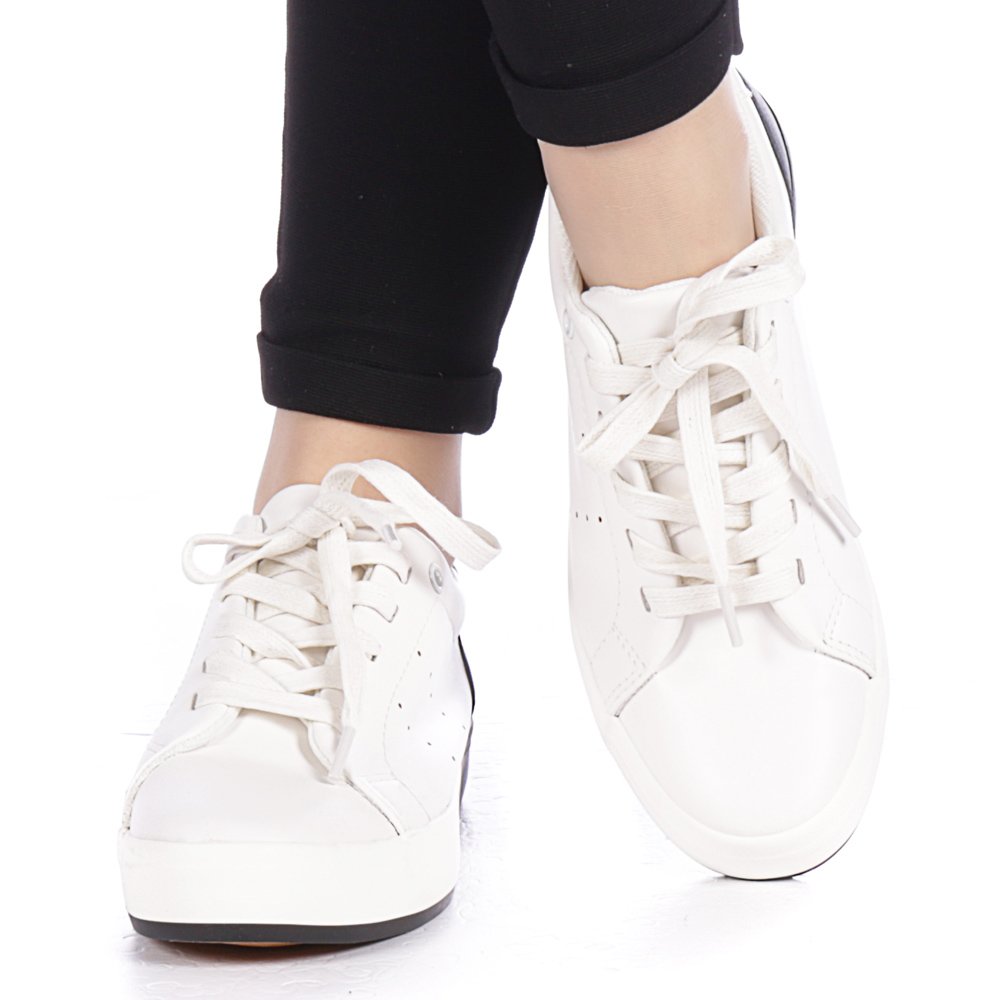 Pantofi sport dama Melgar albi cu negru - Kalapod.net